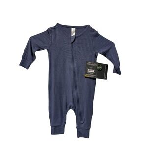 Modern Moments Gerber Blue Ribbed Zip Coverall Romper 3-6M New